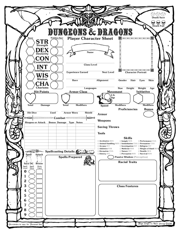 Dnd 5E Fighter Character Sheet